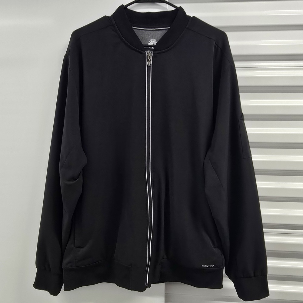 Healing Hands XL Black Scrub Jacket Zip Front Stretch Medical Warm Up Coat